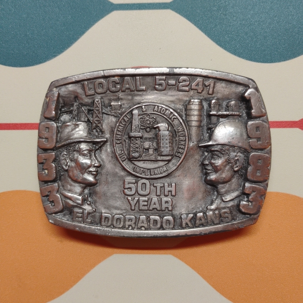 1983 El Dorado Kansas Local Union 5-241 50 Year Belt Buckle Oil B&B Buckle Co A